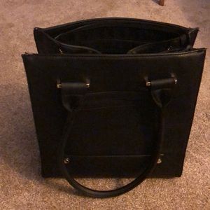 Black leather tote bag/pocket book